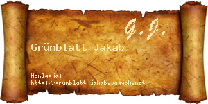 Grünblatt Jakab névjegykártya